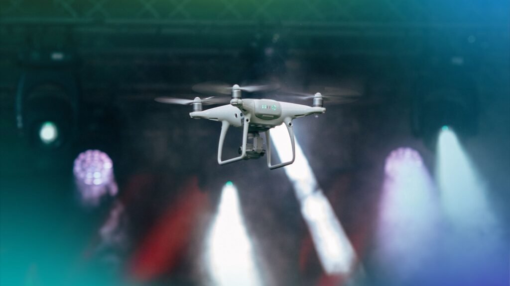 Aerial drone filming over a business district - an example of high-quality drone filming for corporate visual content